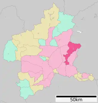 Situering van Midori in de prefectuur Gunma