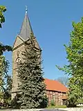 Evang.-lutherse dorpskerk, Mieste (toren uit 1884)