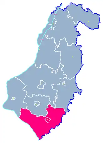 Ligging van de gemeente binnen de powiat