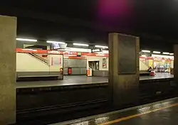 Perrons en de dragende zuilen tussen de sporen