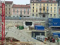 De bouwplaats voor het metrostation naast station Garibaldi.