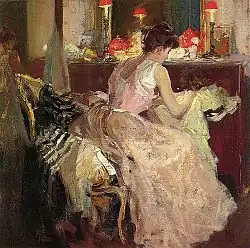 Sewing by Lamplight