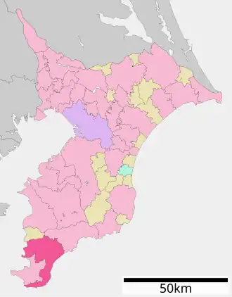 Situering van Minamiboso in de prefectuur Chiba