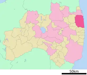 Situering van Minamisoma in de prefectuur Fukushima