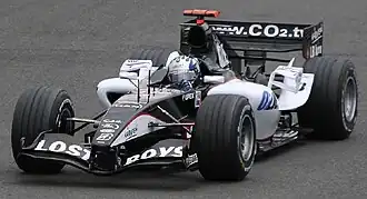 Patrick Friesacher in de laatste Formule 1 Minardi (Silverstone, 2005)