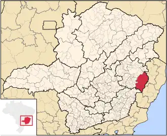 Ligging van de Braziliaanse microregio Aimorés in Minas Gerais