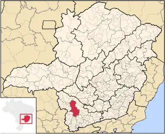 Ligging van de Braziliaanse microregio Alfenas in Minas Gerais