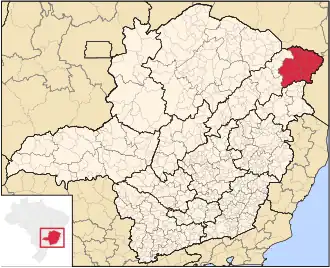 Ligging van de Braziliaanse microregio Almenara in Minas Gerais