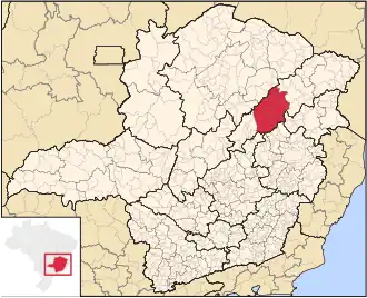 Ligging van de Braziliaanse microregio Capelinha in Minas Gerais