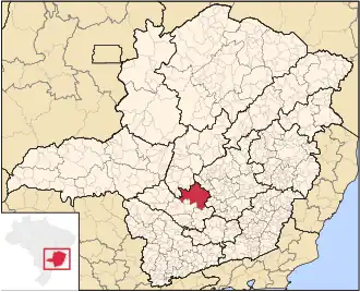 Ligging van de Braziliaanse microregio Divinópolis in Minas Gerais