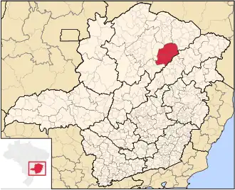 Ligging van de Braziliaanse microregio Grão Mogol in Minas Gerais
