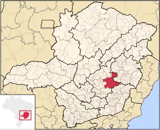 Ligging van de Braziliaanse microregio Itabira in Minas Gerais