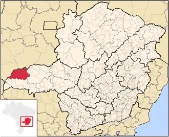 Ligging van de Braziliaanse microregio Ituiutaba in Minas Gerais