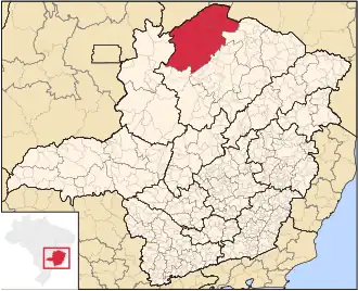 Ligging van de Braziliaanse microregio Januária in Minas Gerais