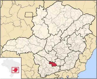 Ligging van de Braziliaanse microregio Lavras in Minas Gerais