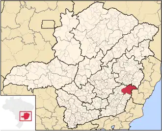 Ligging van de Braziliaanse microregio Manhuaçu in Minas Gerais
