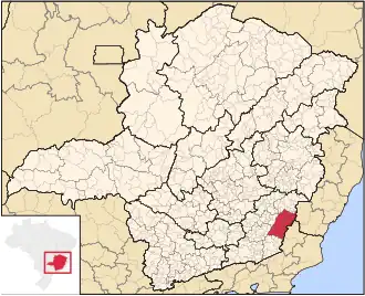 Ligging van de Braziliaanse microregio Muriaé in Minas Gerais
