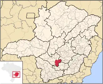 Ligging van de Braziliaanse microregio Oliveira in Minas Gerais