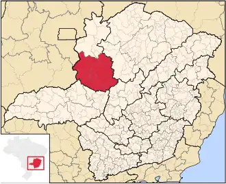 Ligging van de Braziliaanse microregio Paracatu in Minas Gerais