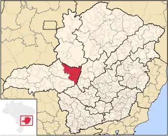 Ligging van de Braziliaanse microregio Patos de Minas in Minas Gerais