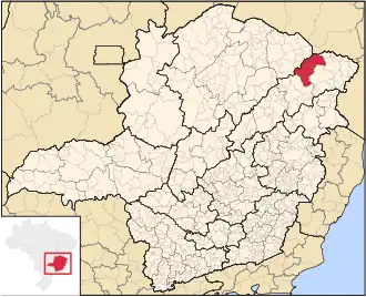 Ligging van de Braziliaanse microregio Pedra Azul in Minas Gerais