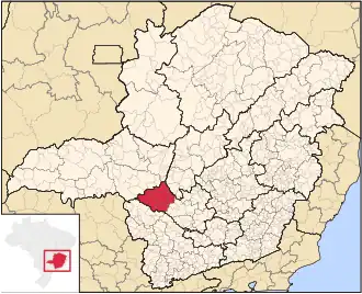 Ligging van de Braziliaanse microregio Piumhi in Minas Gerais