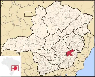 Ligging van de Braziliaanse microregio Ponte Nova in Minas Gerais