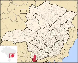 Ligging van de Braziliaanse microregio Pouso Alegre in Minas Gerais