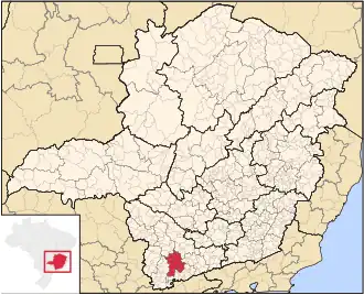 Ligging van de Braziliaanse microregio Santa Rita do Sapucaí in Minas Gerais