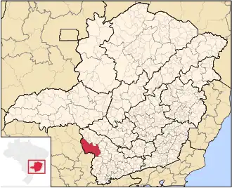 Ligging van de Braziliaanse microregio São Sebastião do Paraíso in Minas Gerais