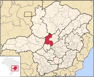 Ligging van de Braziliaanse microregio Três Marias in Minas Gerais