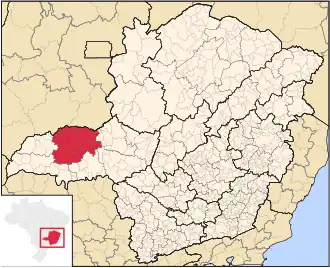 Ligging van de Braziliaanse microregio Uberlândia in Minas Gerais