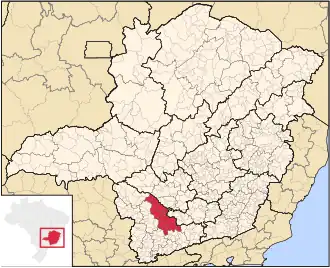 Ligging van de Braziliaanse microregio Varginha in Minas Gerais