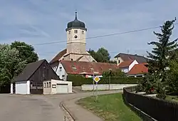 Minderoffingen, kerk: die katholische Pfarrkirche Sankt Laurentius