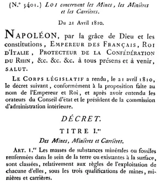Kopie in Bulletin des lois (augustus 1810)