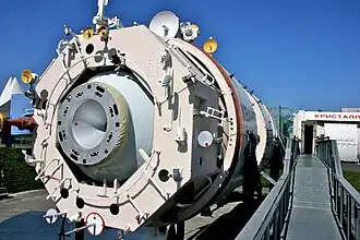 Model van het Mir ruimtestation op ware grootte