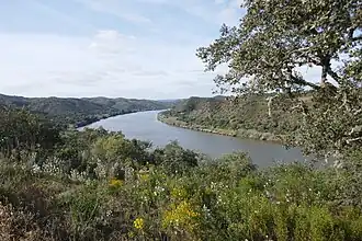 Uitzicht op de grensrivier Guadiana