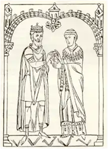 Martinus met koning Miro van Gallaecia van de Sueben