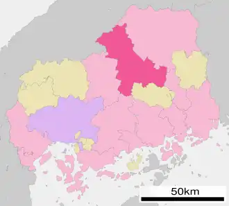 Situering van Miyoshi in de prefectuur Hiroshima