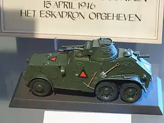 Een model van een Landsverk M38 uit de historische collectie.