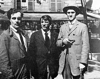 Picasso (midden) met Amedeo Modigliani (links) en André Salmon