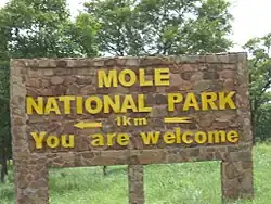 Bord bij de ingang van het park.