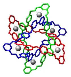Kristalstructuur van moleculaire Borromeïsche ringen.