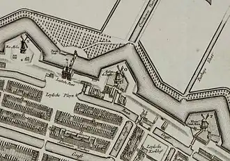 Detail van kaart Gerrit de Broen uit 1737.