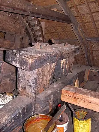 Penlager van zeer korte, 3,87 m, Fyenoord bovenas gegoten tussen 1837 en 1840