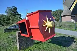 Bij de brand beschadigde bovenas