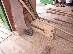 Takelblok voor het terugtrekken van de zaagslee