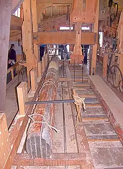 Zaagslee met schotel, pollen, balkijzer, wurgtouw, wurghout