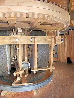 Kantstenen met steenwiel en koningsstrijker