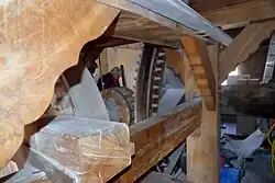 Overbrenging van waterwiel naar maalstoel